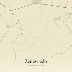 Vintage map of Zenevredo, Italy.