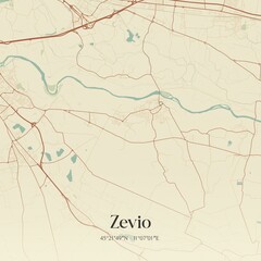 Vintage map of Zevio, Italy.