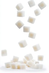 Isolated white sugar cubes arranged for a minimalist aesthetic.