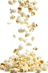 A diverse assortment of popcorn against a white backdrop.