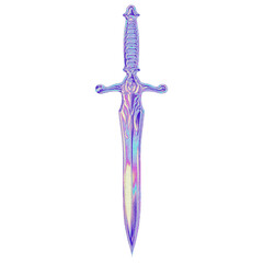 Rainbow prism chrome sword isolated on white