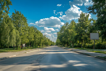 Fototapeta premium Serene Summer Day on a Tree-Lined Road