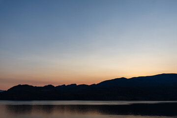 beautiful sunrise scene over a tranquil Okanagan lake British Columbia Canada