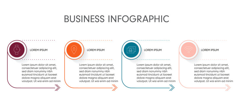 Business infographic in four steps