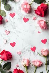 Valentine&rsquo;s Day greeting card background template with rose flower