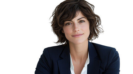 a young woman in a business suit poses for a portrait against a transparent background, PNG image, PNG file, Generative art.