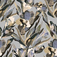 Abstract floral watercolor leaf pattern with leaves creative design seamless floral pattern digital print 