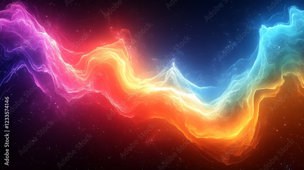Poster Vibrant colorful abstract wave design in rainbow colors with dynamic and fluid motion effect : Generative AI