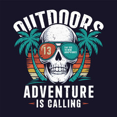 Outdoor Adventure Retro Beach T-Shirt Design Illustration