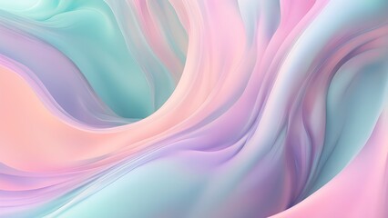 Fototapeta premium Abstract pastel pink, purple, and mint green flowing wave background.