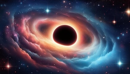 AweInspiring View of Material Being Swallowed by a Black Hole in Abstract Space Wallpaper with Deep Cosmic Themes, Portraying the Mysteries of the Universe