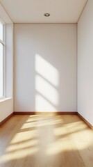 Empty Sunlit Room with Natural Light Streaming Through Large Windows for Architectural Interior Design : Generative AI