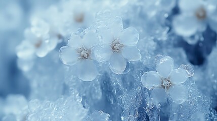 Frozen Flowers Encased In Winter Ice Crystals