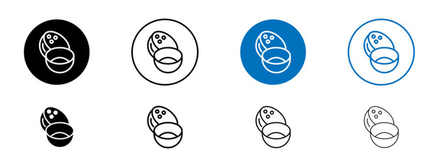 Coconut icons set in black and blue colors on white background