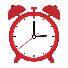 red alarm clock isolated on a white background