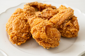 fried chicken with ketchup on plate