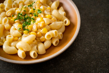 macaroni creamy corn cheese on plate