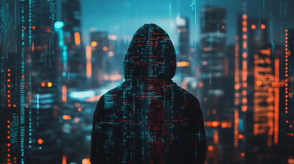 Fototapeta premium Hacker are planning to hack and attack networks and cyber security , innovative Smart city and graphs with statistics to analyze business potential and predict future developments in company growth.
