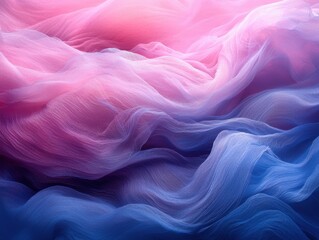 Obraz premium Soft, flowing fabric in gradient shades of pink and blue, creating a serene atmosphere.