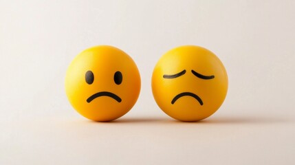 Fototapeta premium Emotional expressions smiling and frowning emoticons in a minimalist setting conceptual photography close-up perspective