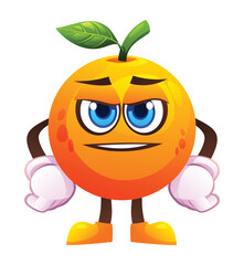 Cute orange character, expressing readiness. Vector cartoon illustration