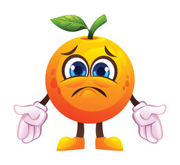 Sad orange character, expressing disappointment. Vector cartoon illustration