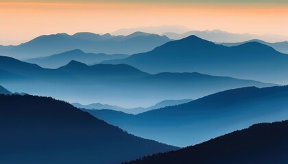 Obraz premium Majestic Alpenglow Stacked Mountain Ranges Bathed in Soft Shadows and Hues, Silhouetted against the Inky Night Sky, Capturing the Serene Beauty of a Twilight Mountainscape.
