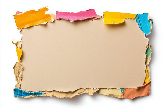 piece of note paper with colorful torn edges, perfect for creative projects and messages. vibrant colors add playful touch to any design