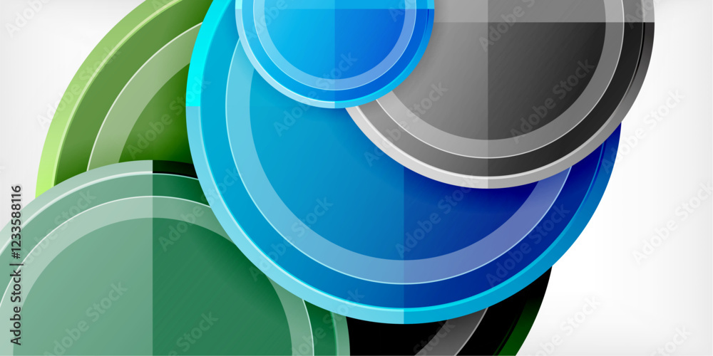 Poster abstract background - multicolored circles, trendy minimal geometric design, vector illustration