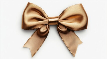old Bow and Ribbon Horizontal: Gold bow and ribbon horizontal shiny satin with shadow, perfect for decorating wedding invitation or gift boxes.