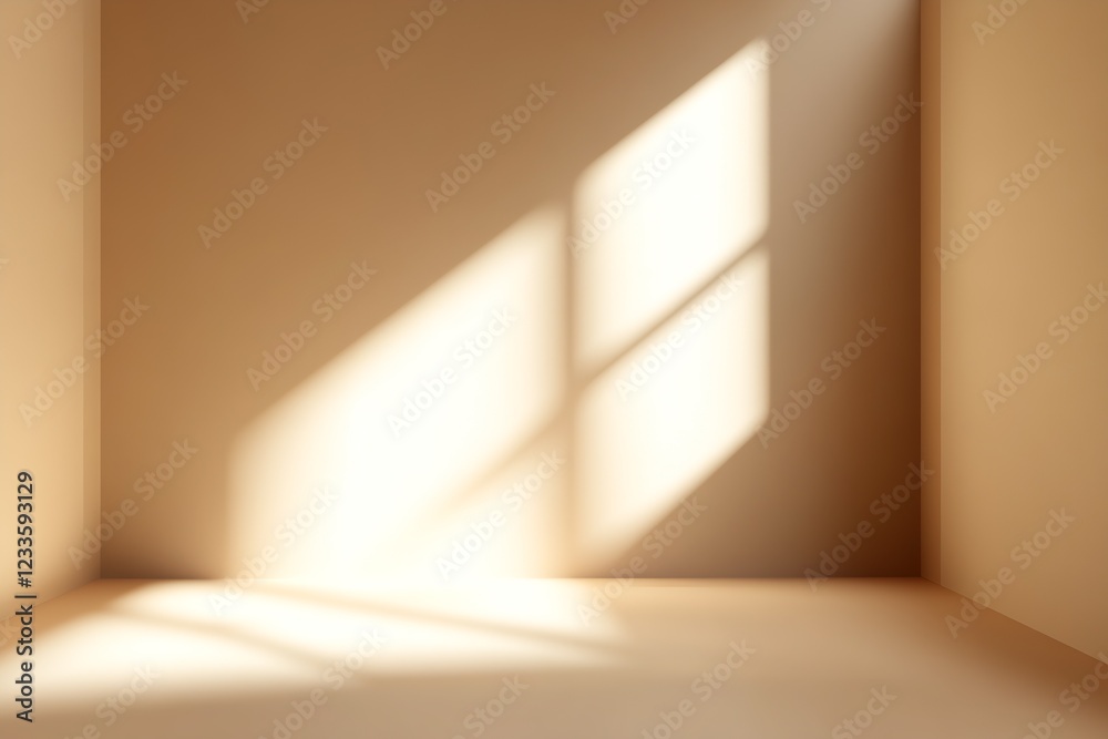 Poster Contemporary Minimalist Interior with Natural Light Casting Geometric Patterns : Generative AI