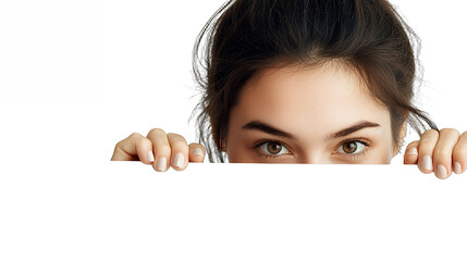 a young woman holding a laptop with beautiful eyes on her face PNG image, PNG file, Generative art.