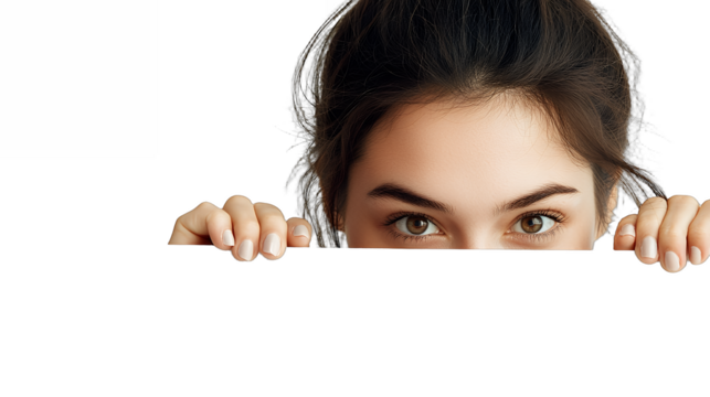 a young woman holding a laptop with beautiful eyes on her face PNG image, PNG file, Generative art.