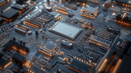 Obraz premium A sustainable electronics production line with eco-friendly components.