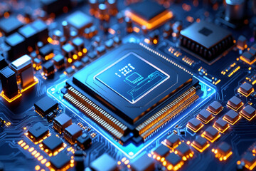 Fototapeta premium Circuit Board Macro with Intricate Electronic Component