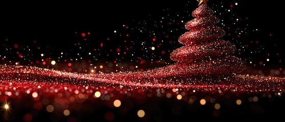 A festive digital illustration of a sparkling Christmas tree with shimmering lights.