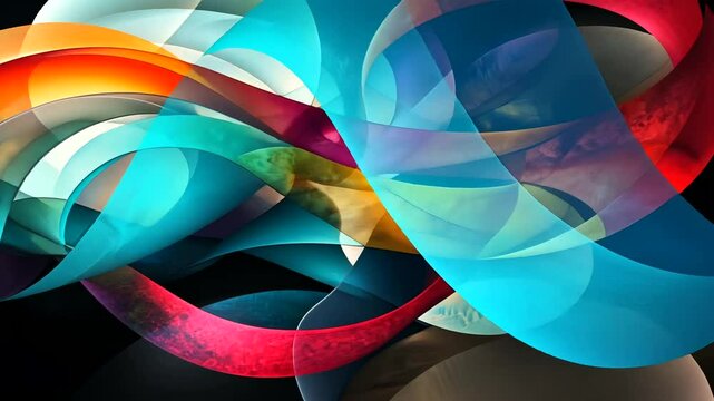 Abstract colorful ribbons swirl design, dynamic background, website header