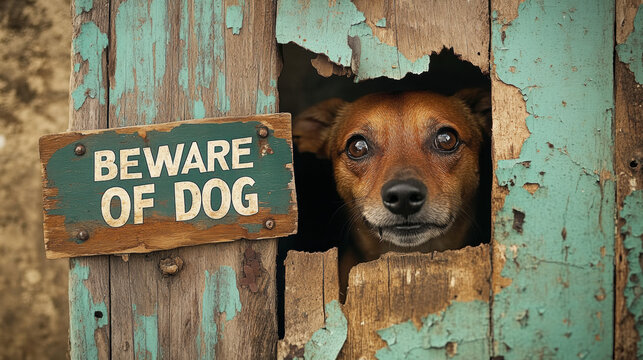 Warning sign, A high-resolution image of a "Beware of Dog" sign, showcasing clear details and vibrant colors, ideal for pet or home security-related projects.