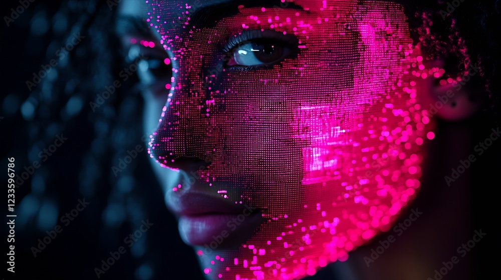 Poster artistic expression of modern digital technology with futuristic neon pink design : generative ai