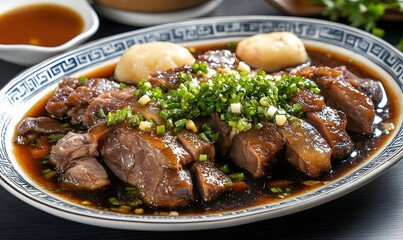 Fototapeta premium Teochew-style braised goose, traditional Chaozhou braised dish, Generative AI