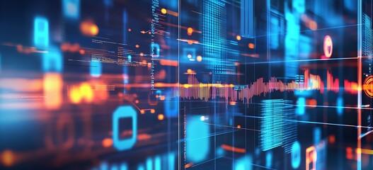 Fototapeta premium Futuristic Digital Data Visualization with Dynamic Light and Abstract Patterns : Generative AI