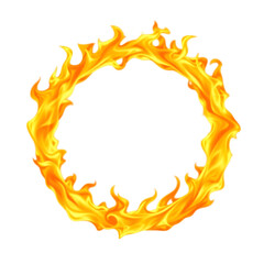 Circular Ring of Fire with Realistic Flames - Isolated on Transparent Background