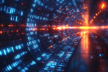 Digital Tunnel: A Journey Through Neon Lights and Data Streams