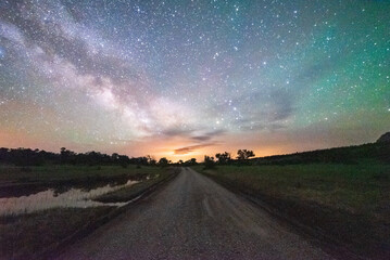 Milky Way Galaxy Shining Over Dirt Road