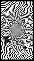 Abstract swirling black and white pattern, hypnotic tunnel effect,  background design, website graphic