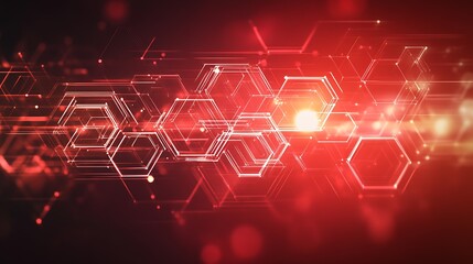 Fototapeta premium Dynamic Red Hexagon Technology Background with Light Streaks and Digital Effects : Generative AI