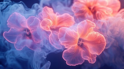 Obraz premium Ethereal Flowers In A Smoky Haze Abstract Art