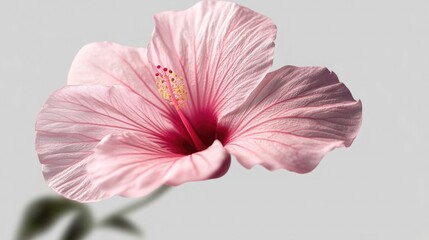 Pink Hibiscus Flower: Pink hibiscus flower on transparent background.