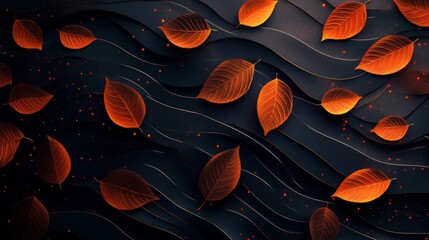Autumn Leaves Abstract Background  Dark  Orange  Fall