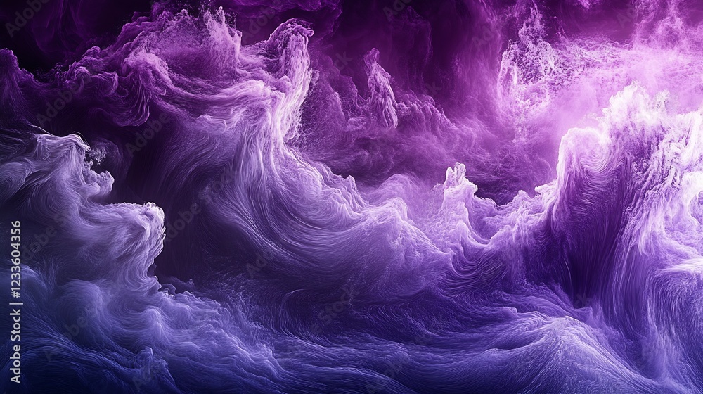 Poster Lavender and Plum Abstract Artistic Fluid Waves with Fine Texture : Generative AI